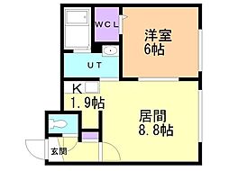 ルミエール美園4-5 1LDKの間取図画像