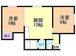 グレイスハイム月寒 2LDKの間取図画像