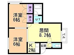 プリマベーラ西岡 2LDKの間取図画像
