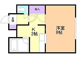 パンセ平岸 1Kの間取図画像