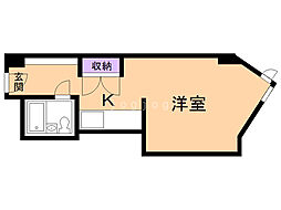 平岸パークマンション 1Kの間取図画像