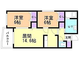 ガーデンコートM83 2LDKの間取図画像