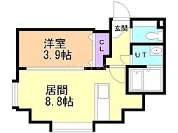 フロントコート南平岸 1LDKの間取図画像