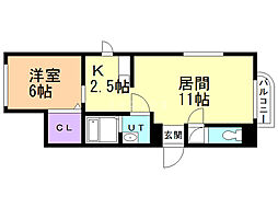 福禄寿 1LDKの間取図画像