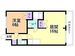 ブルーベル和田 1LDKの間取図画像