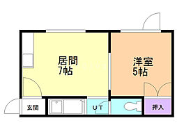 一条ハウス 1DKの間取図画像