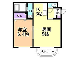 プレミエール平岸26 1LDKの間取図画像