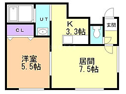ルミエールHIROPastorale 1LDKの間取図画像