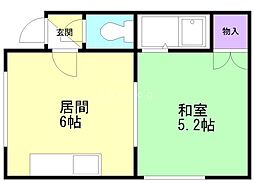 マンション横山 1DKの間取図画像