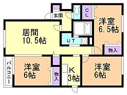 ベルコート川沿 3LDKの間取図画像