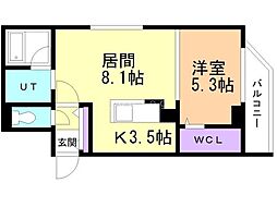 札幌市豊平区水車町2丁目マンション 1LDKの間取図画像