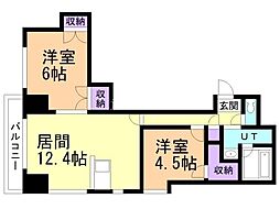 プレジデント豊平 2LDKの間取図画像