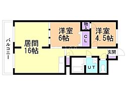 第2すずらんハイツ 2LDKの間取図画像