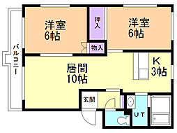 グランドパレスM1・6 2LDKの間取図画像