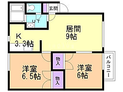 フォーレストパーク美園 2LDKの間取図画像