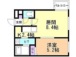 プランドール 1LDKの間取図画像