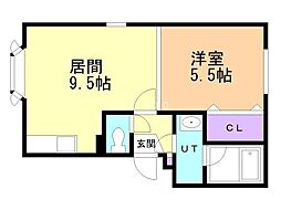 プレール清田 1LDKの間取図画像