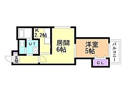 サザンフィールド豊平公園 1LDKの間取図画像