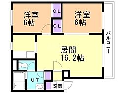 クレスト6・6 2LDKの間取図画像