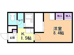 レオパレスグリーンヒル藻岩 1Kの間取図画像