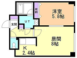 ノースパレス福住参番館 1LDKの間取図画像