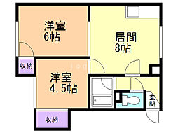 フジハウス1 2LDKの間取図画像