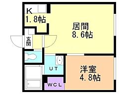 パティーナ南澄川 1LDKの間取図画像
