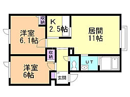 シャーメゾン澄川2 2LDKの間取図画像
