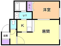 グランメールエクラン 1LDKの間取図画像
