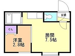 クリエート旭町5 1LDKの間取図画像