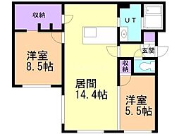 RESIDENCESAPPOROKOULU 2LDKの間取図画像