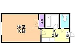 リバーサイド三和Ｃ 2階1Kの間取り