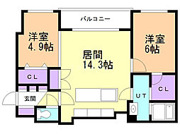 GALUSIA 2LDKの間取図画像