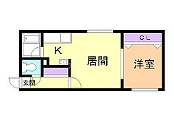 フラット南平岸 1DKの間取図画像