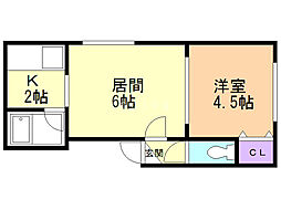 伍番館 1LDKの間取図画像