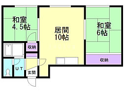 森林ハイツ 2LDKの間取図画像