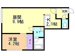 ブリオーレ月寒中央 1LDKの間取図画像