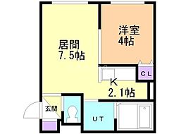AURA 1LDKの間取図画像