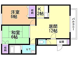 サンライズマンション3B 2LDKの間取図画像