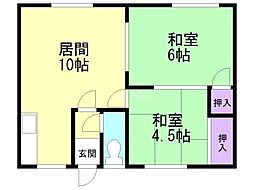 明星マンションB 2LDKの間取図画像