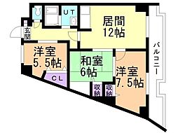 ラフィナート真栄 6階3LDKの間取り