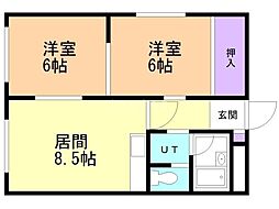 広和ハイツNo.7 2LDKの間取図画像