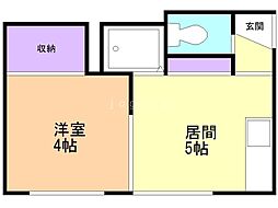 ハッピーハイツ 1DKの間取図画像