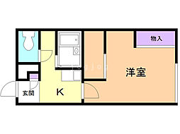 レオパレスグリーンウッド 2階1Kの間取り