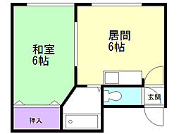 高台ハイツ 1DKの間取図画像