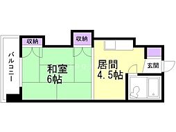 ホワイトヒルハウス 1DKの間取図画像