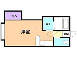 中の島ＪＭハウス 1階ワンルームの間取り