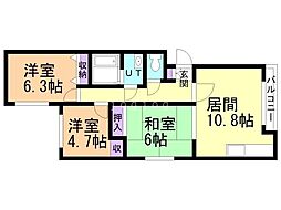 大谷マンション1 3LDKの間取図画像