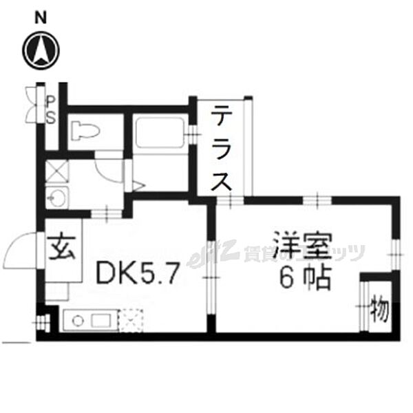 クオリティ嵯峨野 103｜京都府京都市右京区嵯峨野有栖川町(賃貸マンション1DK・1階・27.49㎡)の写真 その2