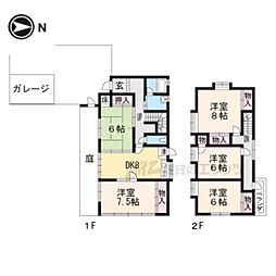 JR山陰本線 太秦駅 徒歩8分の賃貸一戸建て 2階5DKの間取り